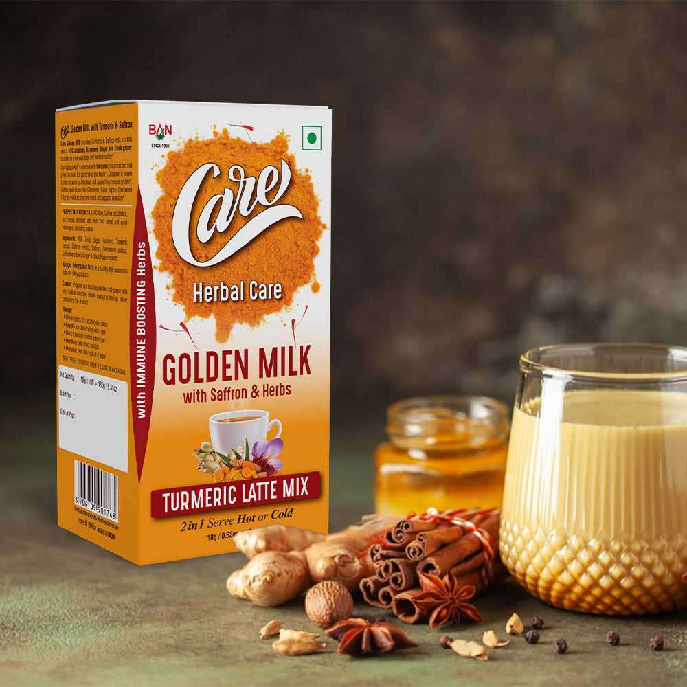 Health Benefits : Care Golden Milk Turmeric Latte Mix with Saffron & Herbs