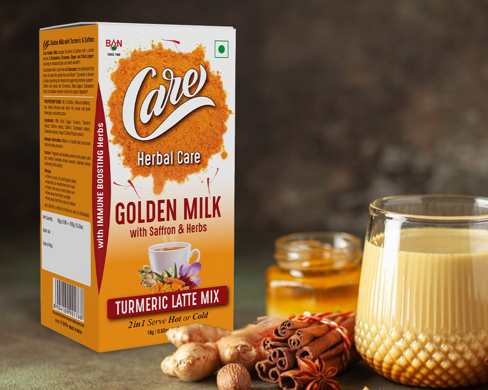 Health Benefits : Care Golden Milk Turmeric Latte Mix with Saffron & Herbs